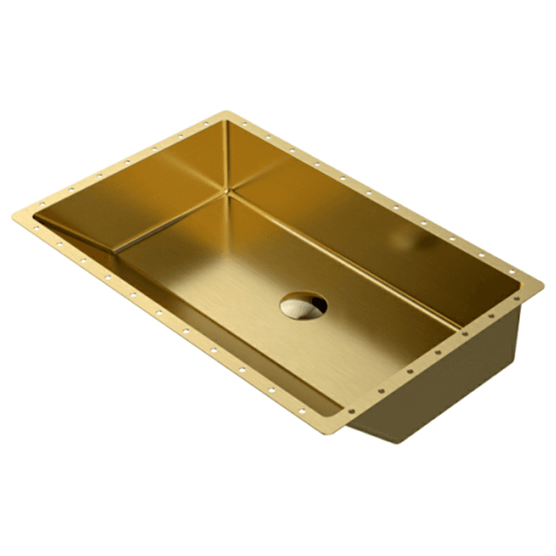 Cinox Stainless Steel Undermount Rectangular Bathroom Sink, 23-5/8" x 15-3/4" x 5-7/16", Gold