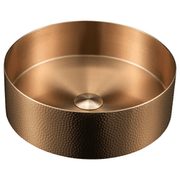 Cinox Stainless Steel Round Vessel Bathroom Sink, 15" x 15" x 4-3/8", Brushed Copper