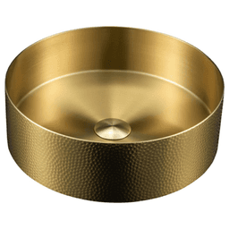 Cinox Stainless Steel Round Vessel Bathroom Sink, 15" x 15" x 4-3/8", Gold