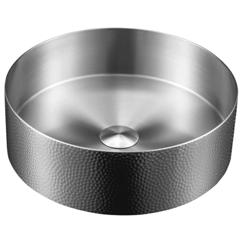 Cinox Stainless Steel Round Vessel Bathroom Sink, 15" x 15" x 4-3/8", Stainless Steel