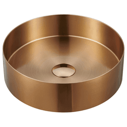 Cinox Stainless Steel Round Vessel Bathroom Sink, 14-1/8" x 14-1/8" x 4-3/8", Brushed Copper