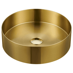 Cinox Stainless Steel Round Vessel Bathroom Sink, 14-1/8" x 14-1/8" x 4-3/8", Gold