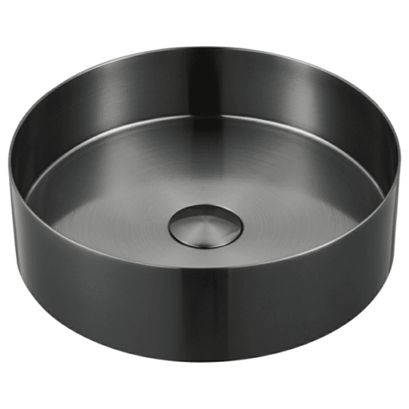 Cinox Stainless Steel Round Vessel Bathroom Sink, 14-1/8" x 14-1/8" x 4-3/8", Gunmetal Gray
