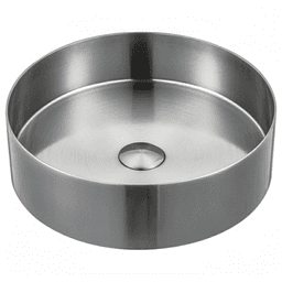 Cinox Stainless Steel Round Vessel Bathroom Sink, 14-1/8" x 14-1/8" x 4-3/8", Stainless Steel