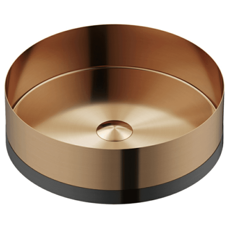 Cinox Stainless Steel Round Vessel Bathroom Sink, 15-3/4" x 15-3/4" x 4-3/4", Brushed Copper/Gunmetal Gray