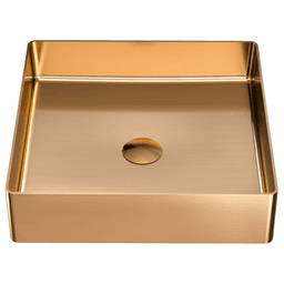 Cinox Stainless Steel Square Vessel Bathroom Sink, 15-3/4" x 15-3/4" x 3-7/8", Brushed Copper