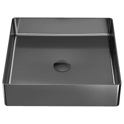 Cinox Stainless Steel Square Vessel Bathroom Sink, 15-3/4" x 15-3/4" x 3-7/8", Gunmetal Gray