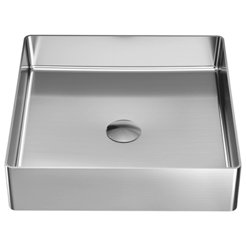 Cinox Stainless Steel Square Vessel Bathroom Sink, 15-3/4" x 15-3/4" x 3-7/8", Stainless Steel