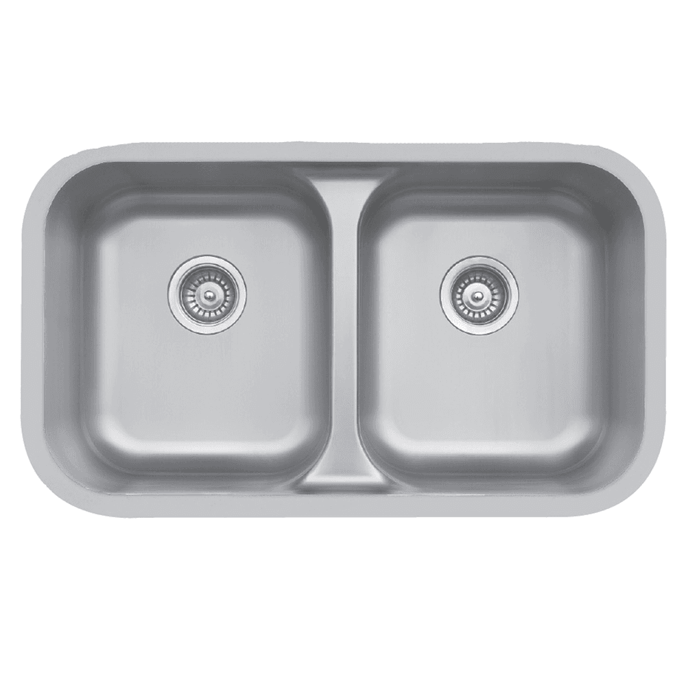 Karran Edge 300 Stainless Steel Undermount 18G Double Bowl Kitchen Sink, 32-3/8" x 19" x 8-1/2" - Model E-350