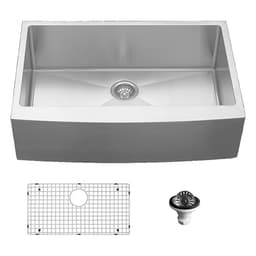 EL-84 Stainless Steel Farmhouse/Apron Front 16G Single Bowl Kitchen Kit, 33" x 22-1/4" x 10