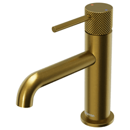 Tryst Single-Handle Single Hole Basin Bathroom Faucet with Matching Pop-up Drain, Gold