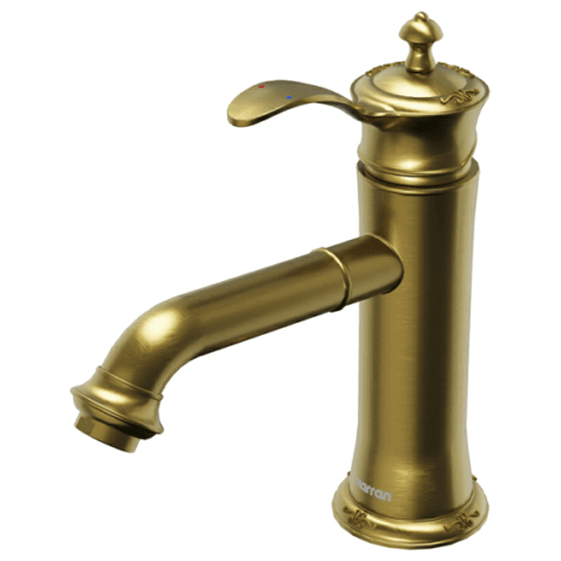 Vineyard Single-Handle Single Hole Basin Bathroom Faucet with Matching Pop-up Drain, Gold