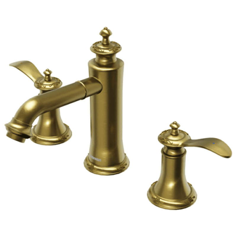 Vineyard Double-Handle Three Hole Widespread Bathroom Faucet with Matching Pop-up Drain, Gold