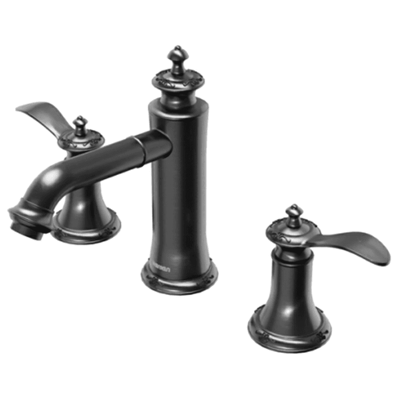 Vineyard Double-Handle Three Hole Widespread Bathroom Faucet with Matching Pop-up Drain, Gunmetal Gray