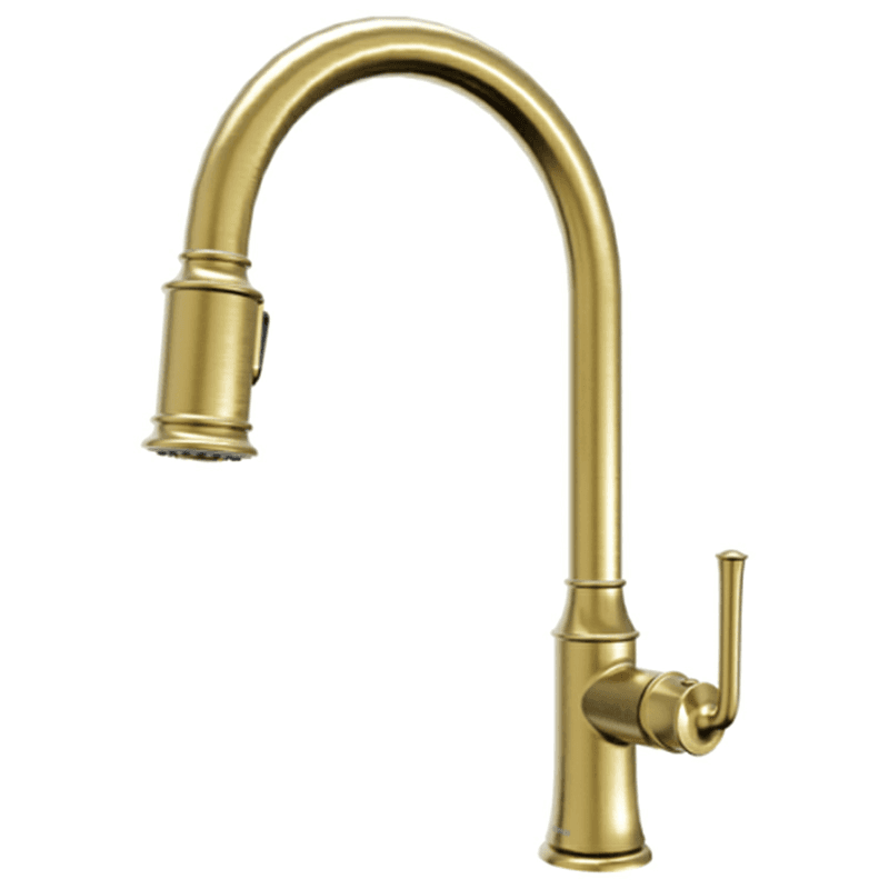 Auburn One-Handle Pull Down Dual Function Sprayer Kitchen Faucet, Brushed Gold