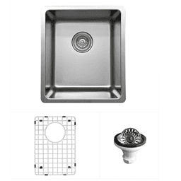 Novaro Stainless Steel Undermount 18G Single Bowl Bar/Prep Sink Kit, 15" x 17-1/4" x 9"