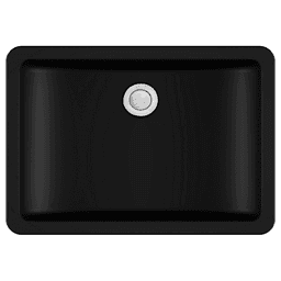 Q-309 Quartz Seamless Undermount Single Bowl Bathroom Vanity Sink, 20" x 14" x 5-3/4", Black