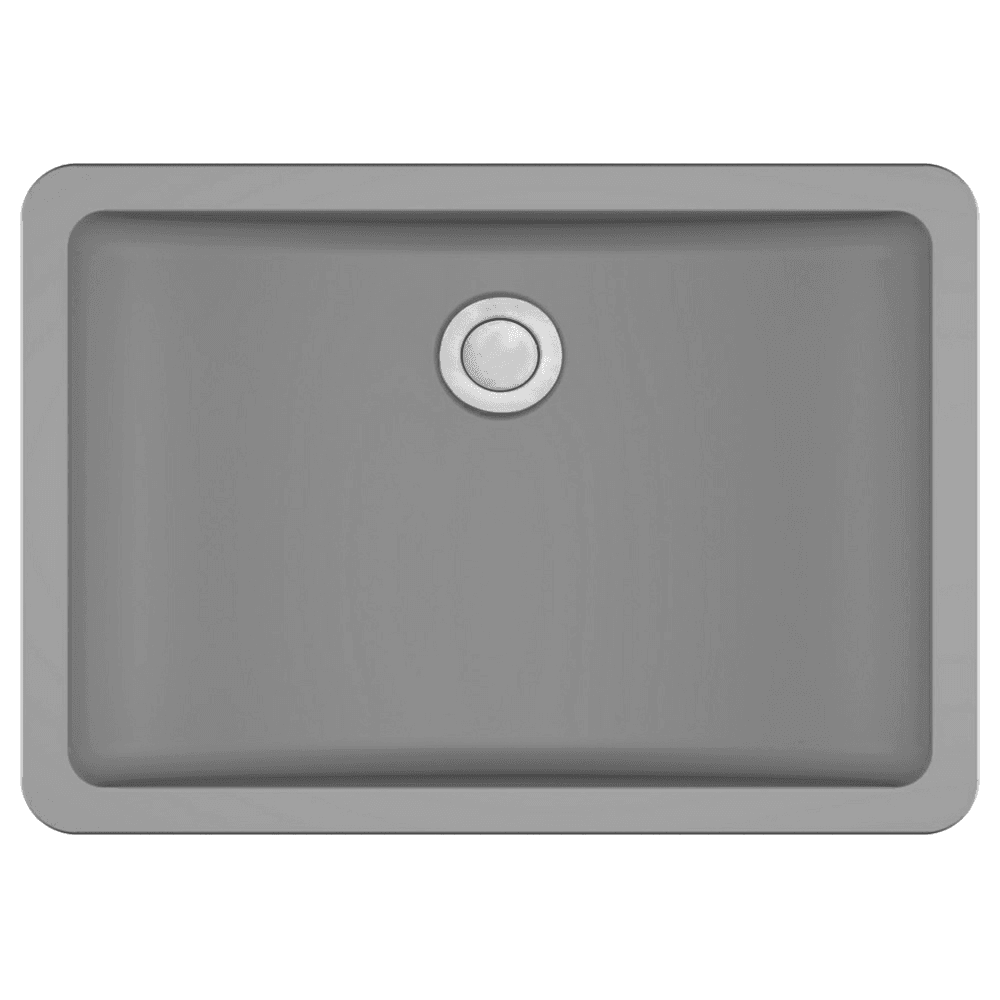 Q-309 Quartz Seamless Undermount Single Bowl Bathroom Vanity Sink, 20" x 14" x 5-3/4", Gray