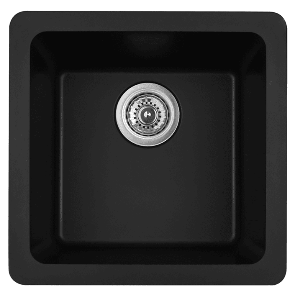 Q-315 Quartz Under Mount Single Bowl Bar/Prep Sink, 16-5/8" x 16-5/8" x 8", Black