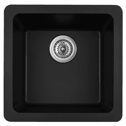 Q-315 Quartz Under Mount Single Bowl Bar/Prep Sink, 16-5/8" x 16-5/8" x 8", Black