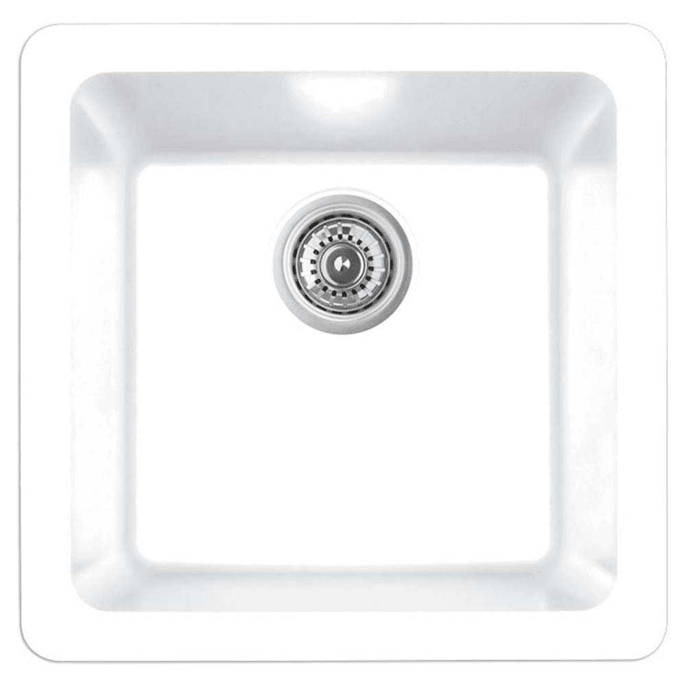 Q-315 Quartz Under Mount Single Bowl Bar/Prep Sink, 16-5/8" x 16-5/8" x 8", White