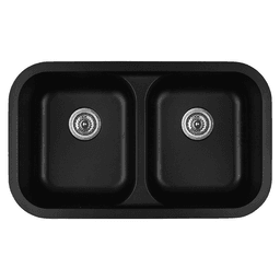 Karran Q-350-GR 32" Black Quartz Undermount Double Equal Bowl Kitchen Sink