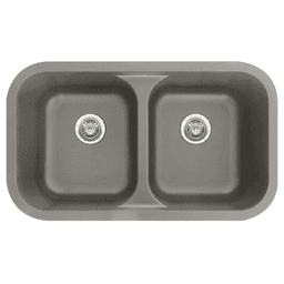 Karran Q-350-GR 32" Gray Quartz Undermount Double Equal Bowl Kitchen Sink