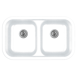 Karran Q-350-WH White 32" Quartz Undermount Double Equal Bowl Sink | 535°F Heat Safe