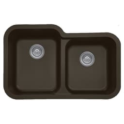 Q-360R Quartz Undermount Large/Small Bowl Kitchen Sink, 32-1/2" x 21" x 8-1/2", Brown