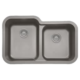 Q-360R Quartz Undermount Large/Small Bowl Kitchen Sink, 32-1/2" x 21" x 8-1/2", Concrete