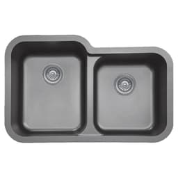 Q-360R Quartz Undermount Large/Small Bowl Kitchen Sink, 32-1/2" x 21" x 8-1/2", Gray