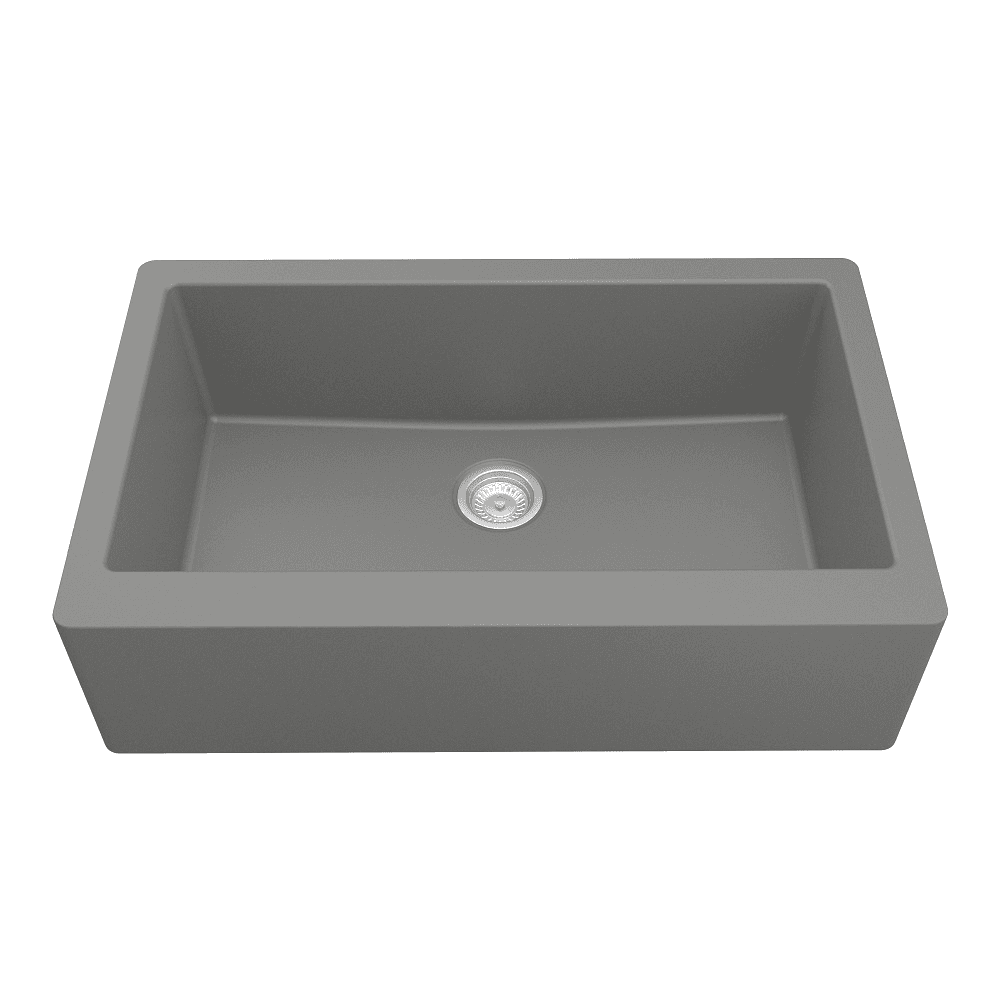 QA-740 Quartz Undermount Extra Large Single Bowl Kitchen Sink, 34" x 21-1/4" x 9", Gray