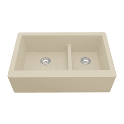 QA-760 Quartz Undermount Large/Small Bowl Kitchen Sink, 34" x 21-1/4" x 9", Bisque