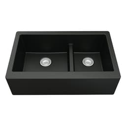 QA-760 Quartz Undermount Large/Small Bowl Kitchen Sink, 34" x 21-1/4" x 9", Black