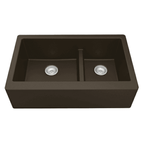 QA-760 Quartz Undermount Large/Small Bowl Kitchen Sink, 34" x 21-1/4" x 9", Brown