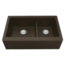 QA-760 Quartz Undermount Large/Small Bowl Kitchen Sink, 34" x 21-1/4" x 9", Brown