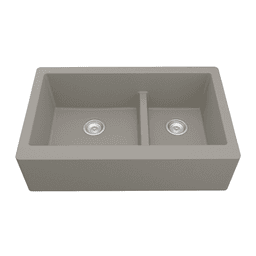 QA-760 Quartz Undermount Large/Small Bowl Kitchen Sink, 34" x 21-1/4" x 9", Concrete