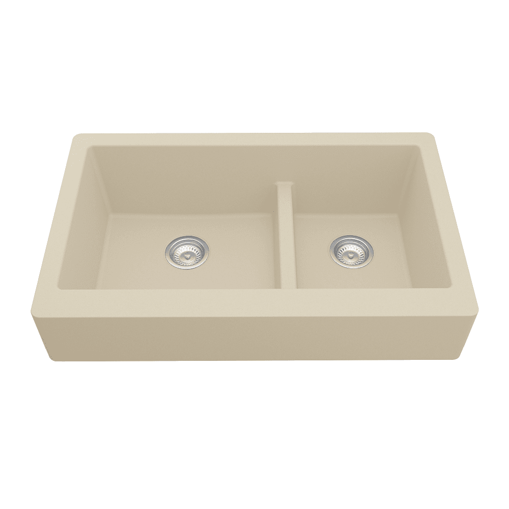 Karran QAR-760-BI 34" Quartz Retrofit Farmhouse Kitchen Sink in Bisque