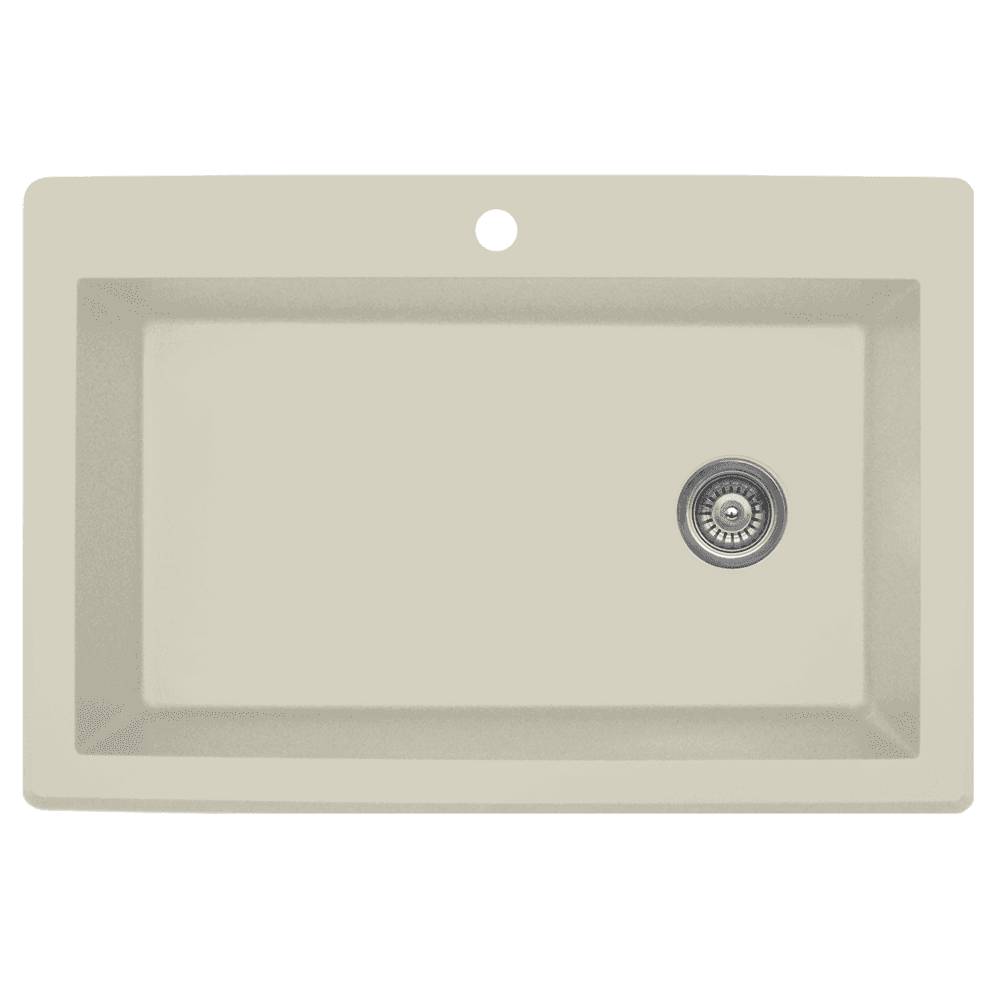 QT-670 Quartz Top Mount Extra Large Single Bowl Kitchen Sink, 33" x 22" x 9", Bisque