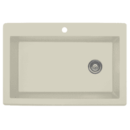 QT-670 Quartz Top Mount Extra Large Single Bowl Kitchen Sink, 33" x 22" x 9", Bisque