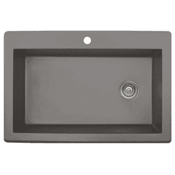 QT-670 Quartz Top Mount Extra Large Single Bowl Kitchen Sink, 33" x 22" x 9", Concrete