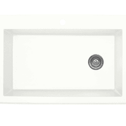 QT-670 Quartz Top Mount Extra Large Single Bowl Kitchen Sink, 33" x 22" x 9", White