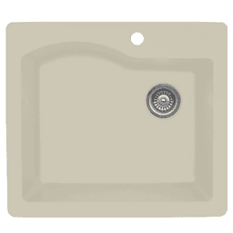 QT-671 Quartz Top Mount Single Bowl Kitchen Sink, 25" x 22" x 9", Bisque