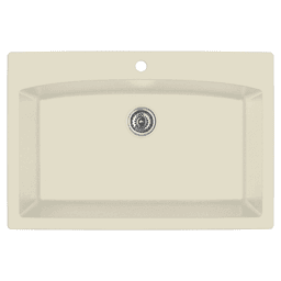 QT-712 Quartz Top Mount Extra Large Single Bowl Kitchen Sink, 33" x 22" x 9", Bisque