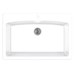 QT-712 Quartz Top Mount Extra Large Single Bowl Kitchen Sink, 33" x 22" x 9", White