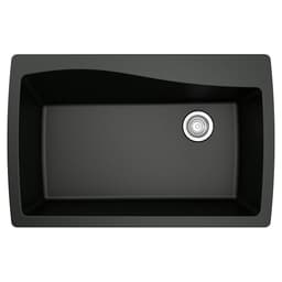 QT-722 Quartz Undermount Extra Large Single Bowl Kitchen Sink, 34" x 22" x 9", Black