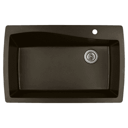 QT-722 Quartz Under Mount Extra Large Single Bowl Kitchen Sink, 34" x 22" x 9", Brown