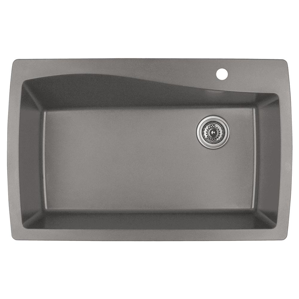 QT-722 Quartz Under Mount Extra Large Single Bowl Kitchen Sink, 34" x 22" x 9", Concrete