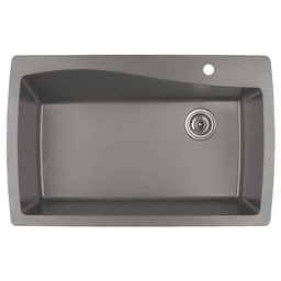 QT-722 Quartz Under Mount Extra Large Single Bowl Kitchen Sink, 34" x 22" x 9", Concrete