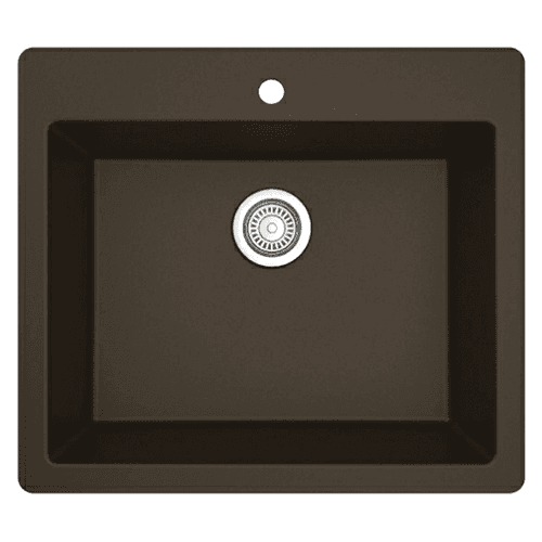 QT-820 Quartz Top Mount/Drop-In Single Bowl Kitchen Sink, 25" x 22" x 9", Brown